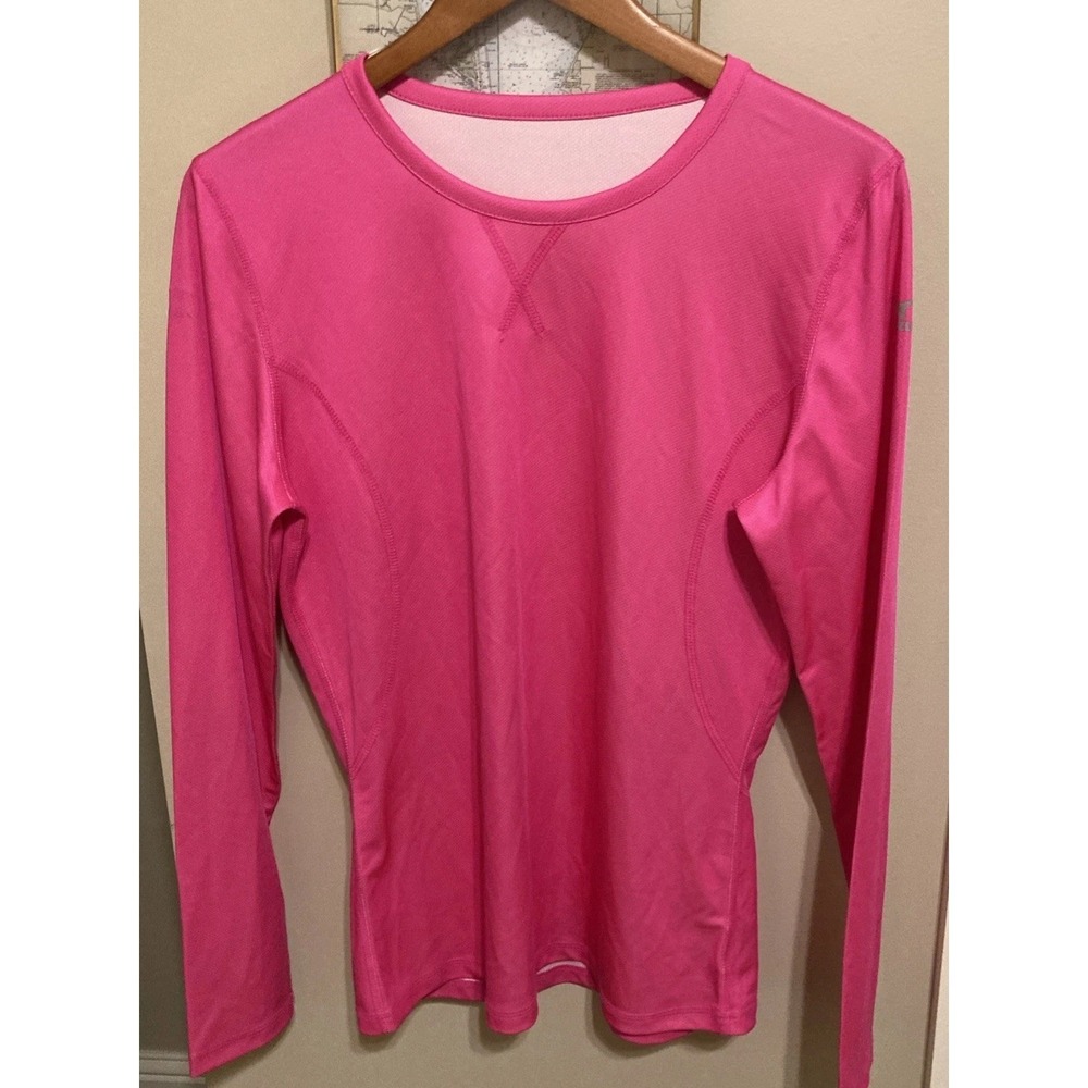 Mizuno Womens Performance Long Sleeve Shirt Hot Pink  Medium Wicking Contoured